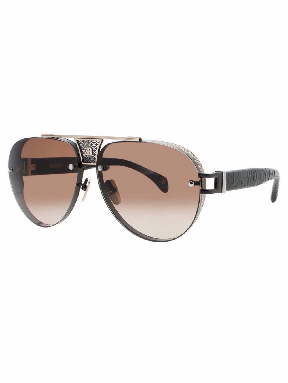 NEW BUGATTI 05 WG/BK WHTE GOLD / BLACK PVD Sunglasses Authentic